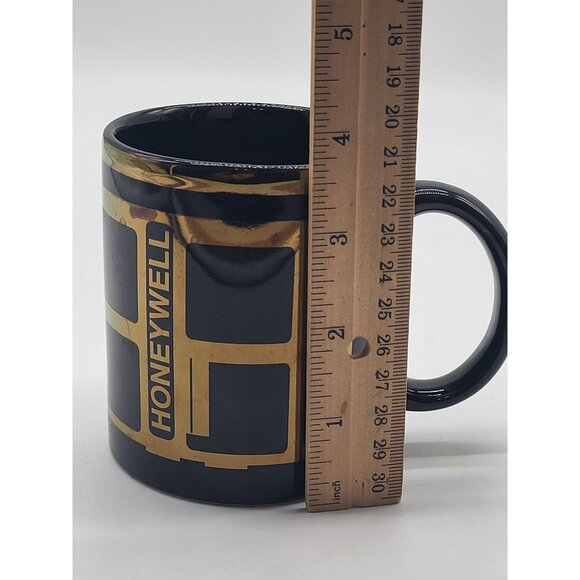 Honeywell Aerospace VTG Coffee Mug Cup Black Gold Trim LIMU - Picture 8 of 8